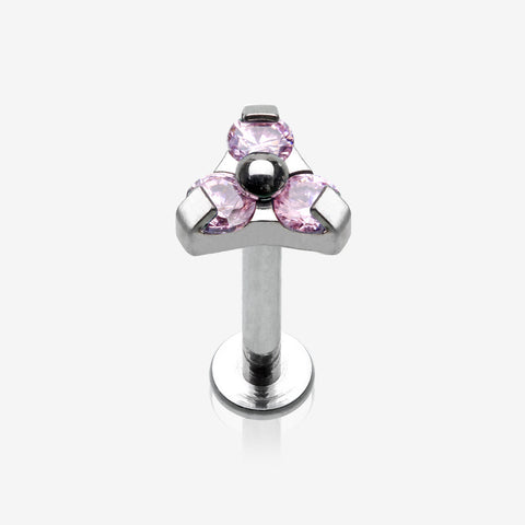 Trinity Sparkle Internally Threaded Steel Labret-Pink