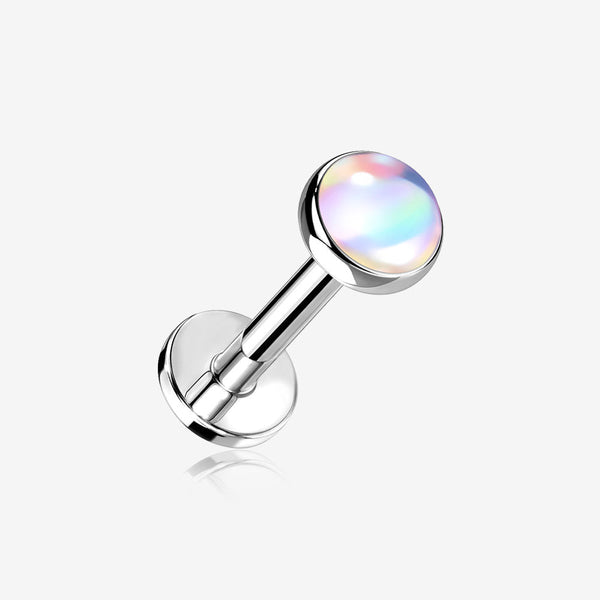 Iridescent Revo Sparkle Top Internally Threaded Steel Flat Back Stud Labret-Clear Gem Iridescent