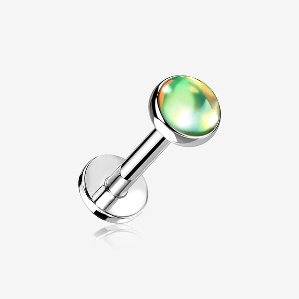 Iridescent Revo Sparkle Top Internally Threaded Steel Flat Back Stud Labret-Green Iridescent