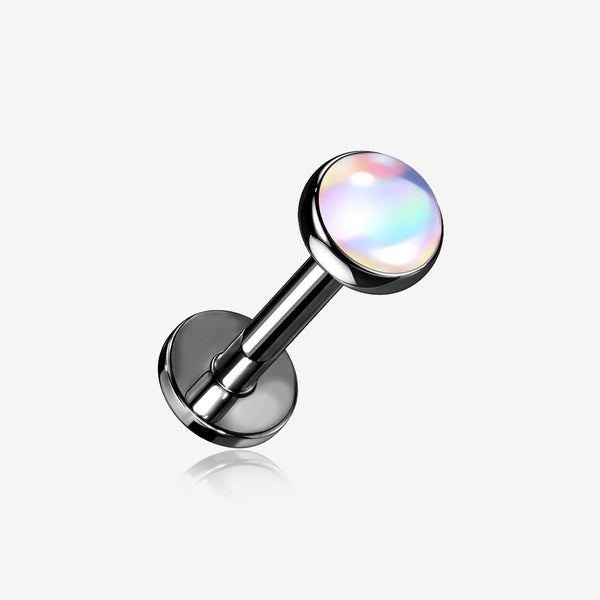 Blackline Iridescent Revo Sparkle Top Internally Threaded Steel Flat Back Stud Labret-Clear Gem Iridescent