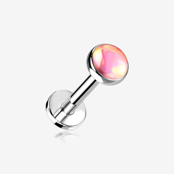 Iridescent Revo Sparkle Top Internally Threaded Steel Flat Back Stud Labret-Pink Iridescent