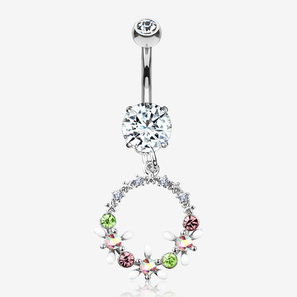 Sparkle Chic Flower Wreath Belly Button Ring