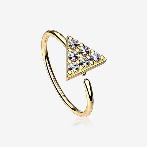 Golden Triangle Multi-Gem Sparkle Bendable Hoop Ring-Clear Gem