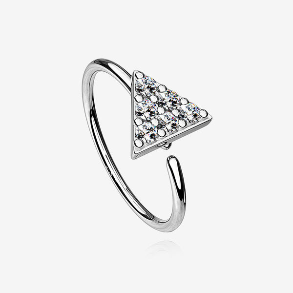 Triangle Multi-Gem Sparkle Bendable Hoop Ring-Clear Gem