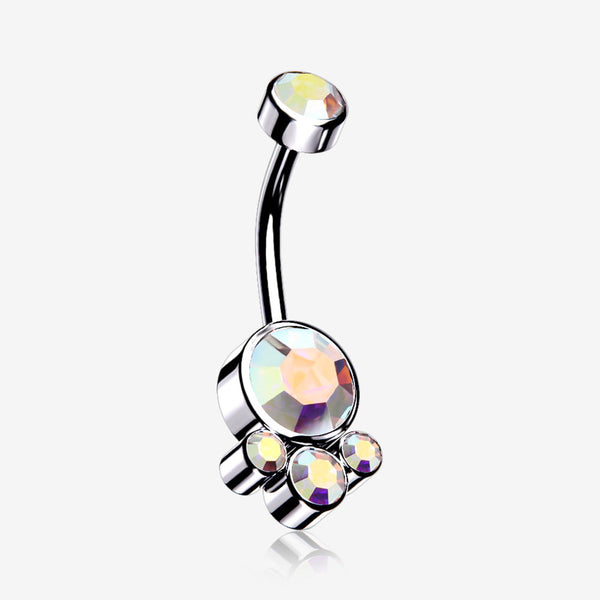 Majestic Sparkle Bali Internally Threaded Belly Button Ring-Aurora Borealis