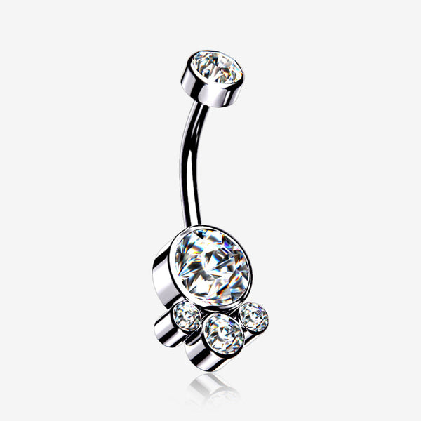 Majestic Sparkle Bali Internally Threaded Belly Button Ring-Clear Gem