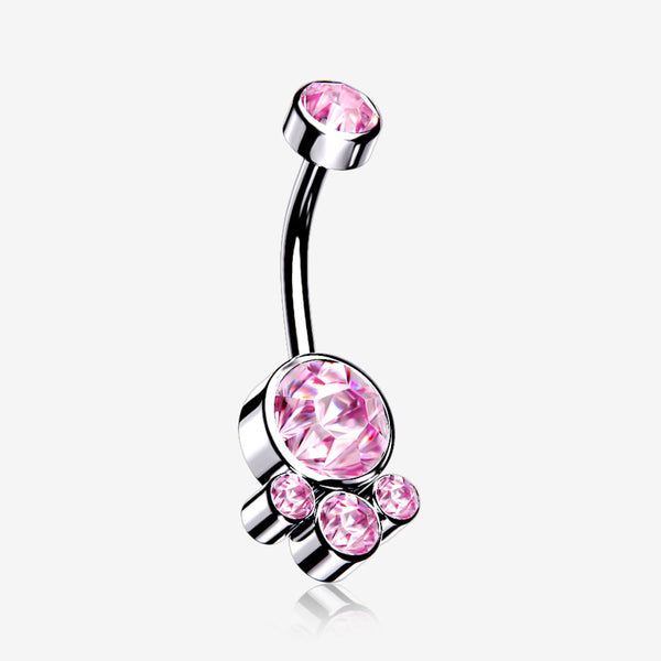 Majestic Sparkle Bali Internally Threaded Belly Button Ring-Pink