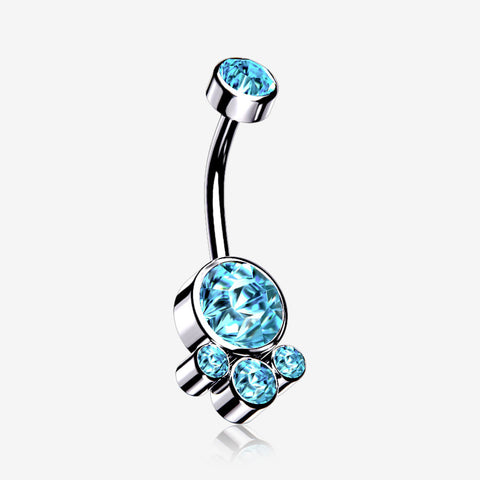 Majestic Sparkle Bali Internally Threaded Belly Button Ring-Aqua