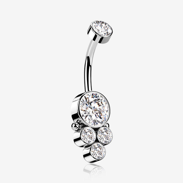 Trinity Bali Sparkle Internally Threaded Belly Button Ring-Clear Gem