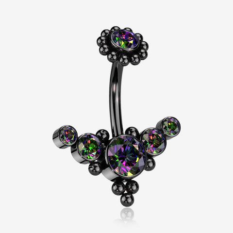 Blackline Bali Beaded Flora Sparkle Internally Threaded Belly Button Ring-Vitrail Medium