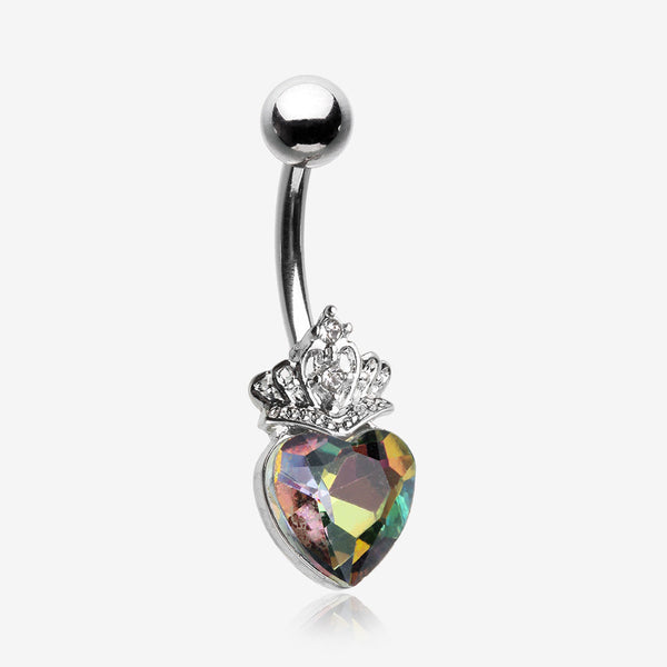 Crystal Heart Tiara Sparkle Belly Button Ring-Vitrail Medium