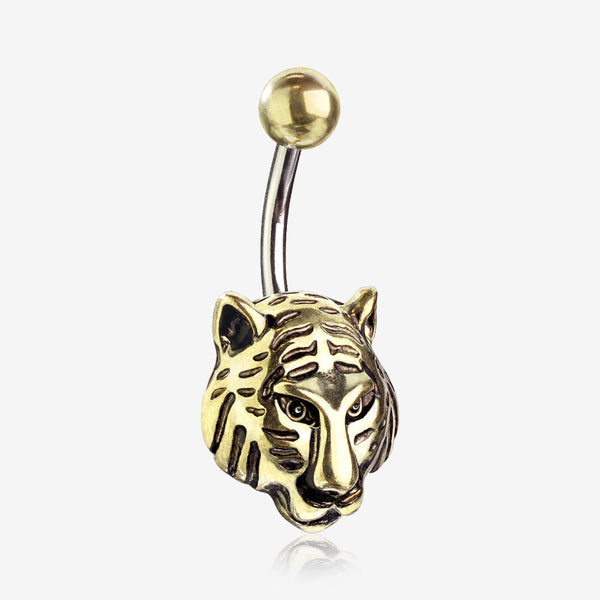 Golden Antique Tiger Belly Button Ring