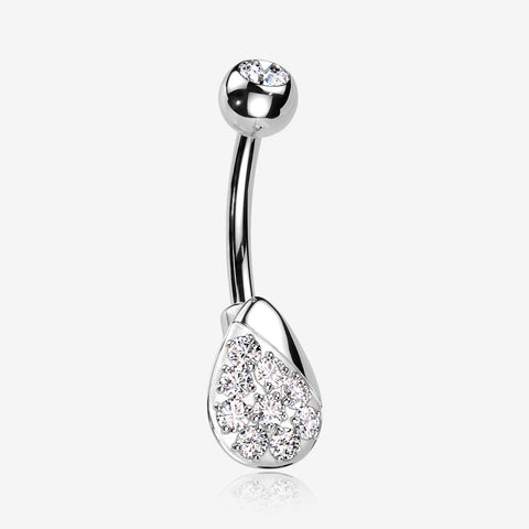 Essence Sparkle Dew Droplet Belly Button Ring-Clear Gem