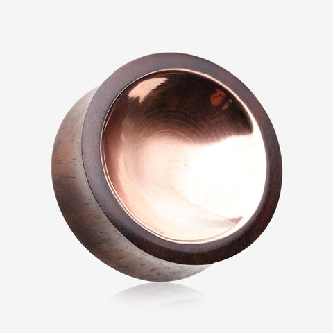 A Pair of Rose Gold Double-Sided Bowl Sono Wood Double Flared Plug