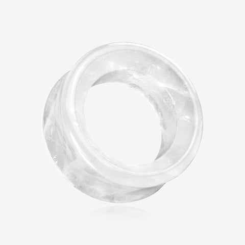 A Pair of Cloudy Quartz Stone Double Flared Eyelet Tunnel Plug