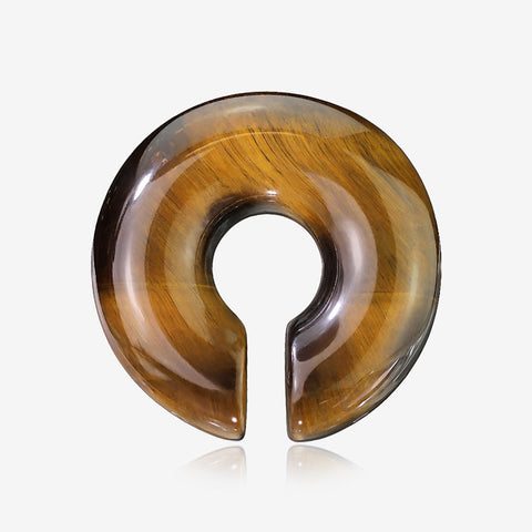 A Pair of Tiger Eye Stone Hoop Hanger Plug