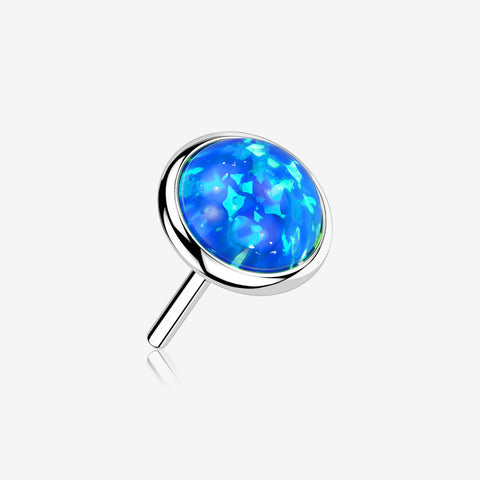 14 Karat White Gold OneFit Threadless Bezel Fire Opal Top Part-Blue Opal