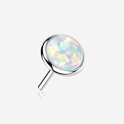 14 Karat White Gold OneFit Threadless Bezel Fire Opal Top Part-White Opal