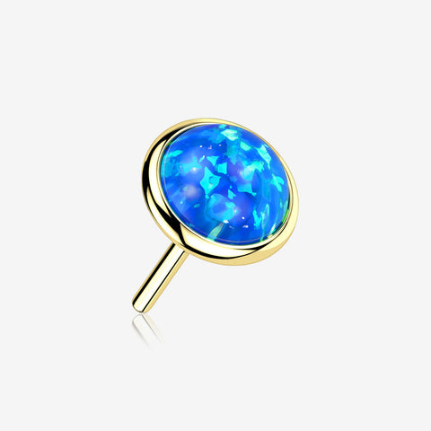 14 Karat Gold OneFit Threadless Bezel Fire Opal Top Part-Blue Opal