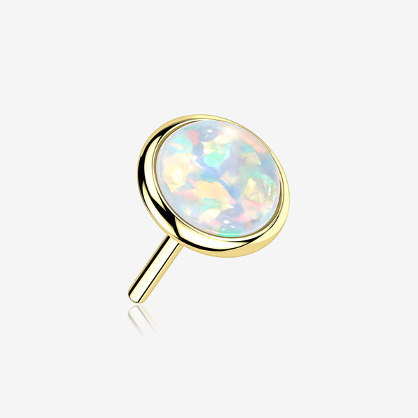 14 Karat Gold OneFit Threadless Bezel Fire Opal Top Part-White Opal