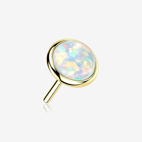 14 Karat Gold OneFit Threadless Bezel Fire Opal Top Part-White Opal