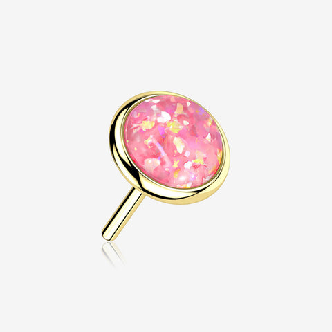 14 Karat Gold OneFit Threadless Bezel Fire Opal Top Part-Pink Opal