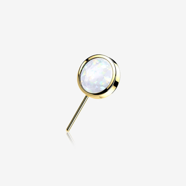 14 Karat Gold OneFit Threadless Bezel Fire Opal Front Facing Part-White Opal