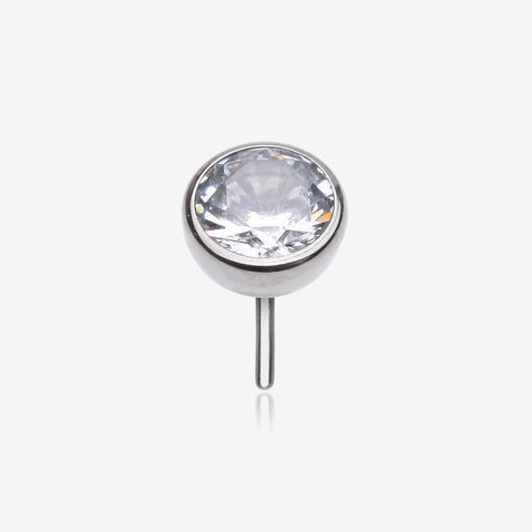 Implant Grade Titanium OneFit Threadless Bezel Set Sparkle Gem Top Part-Clear Gem