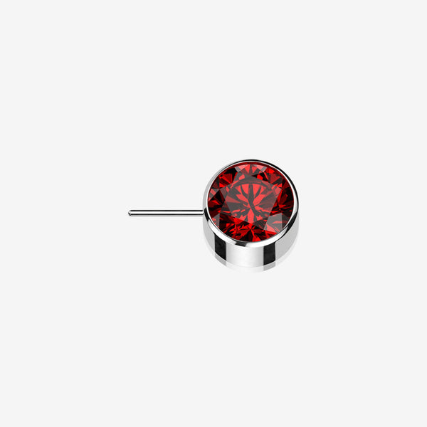 Implant Grade Titanium OneFit Threadless Bezel Set Sparkle Front Facing Part-Red