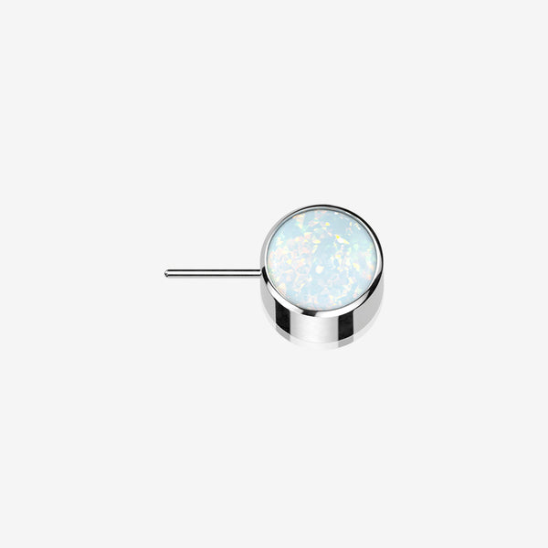 Implant Grade Titanium OneFit Threadless Bezel Set Fire Opal Front Facing Part-White Opal