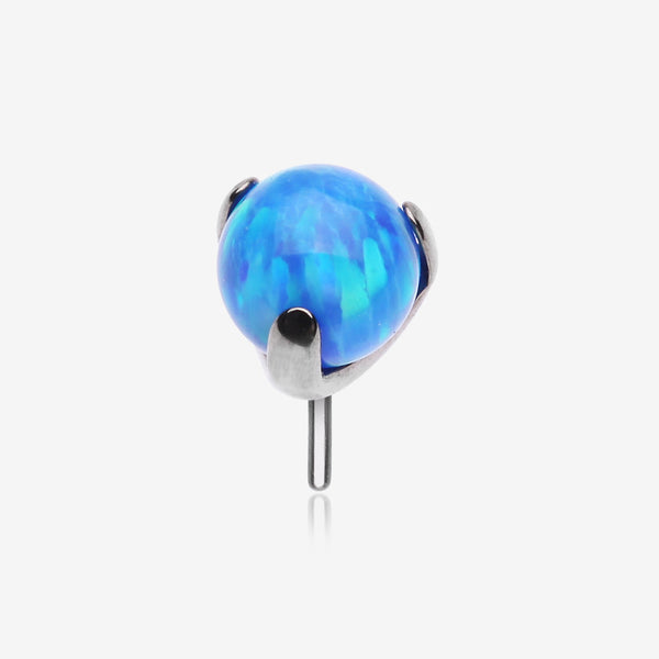 Implant Grade Titanium OneFit Threadless Fire Opal Ball Prong Set Top Part-Blue Opal