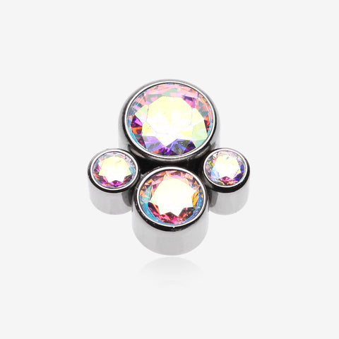 Implant Grade Titanium OneFit Threadless Bali Bauble Sparkle Top Part-Aurora Borealis