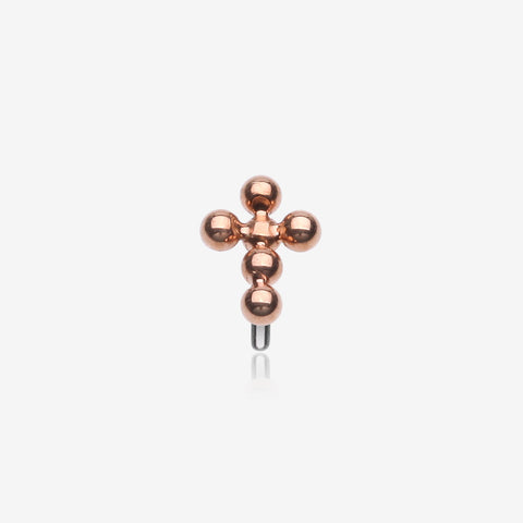 Implant Grade Titanium OneFit Threadless Rose Gold Beaded Ball Cross Top Part