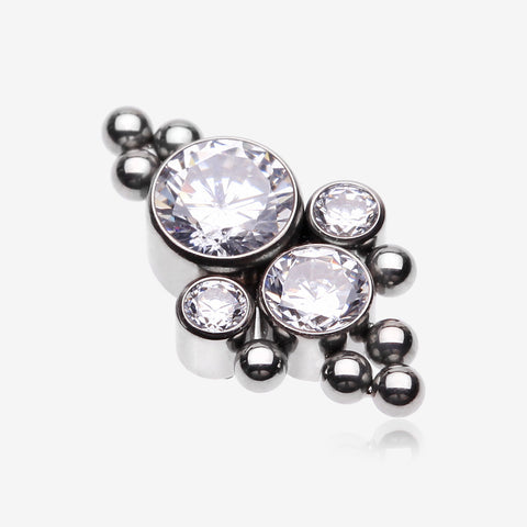 Implant Grade Titanium OneFit Threadless Royal Bali Bauble Beaded Sparkle Top Part-Clear Gem