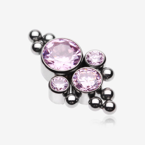 Implant Grade Titanium OneFit Threadless Royal Bali Bauble Beaded Sparkle Top Part-Pink