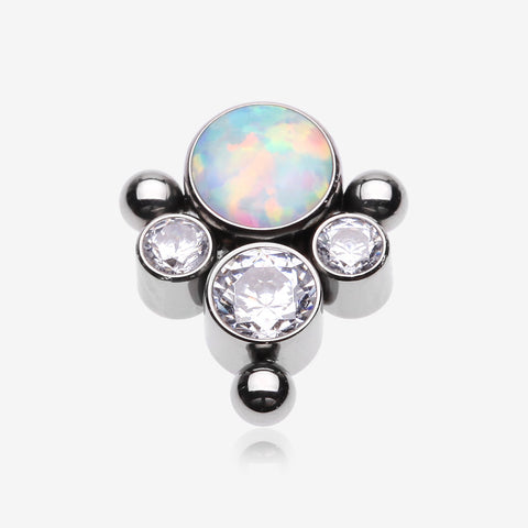 Implant Grade Titanium OneFit Threadless Bali Beaded Essence Fire Opal Sparkle Top Part-Clear Gem/White Opal