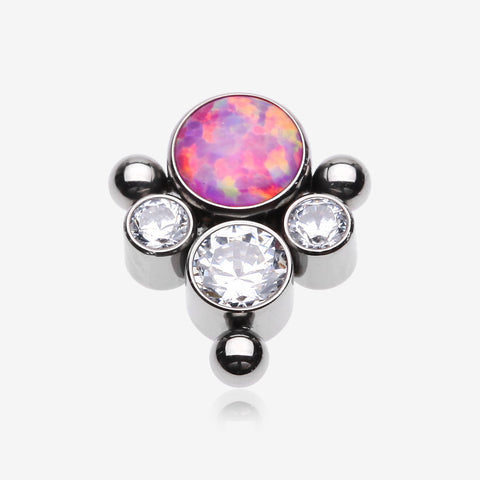 Implant Grade Titanium OneFit Threadless Bali Beaded Essence Fire Opal Sparkle Top Part-Clear Gem/Pink Opal