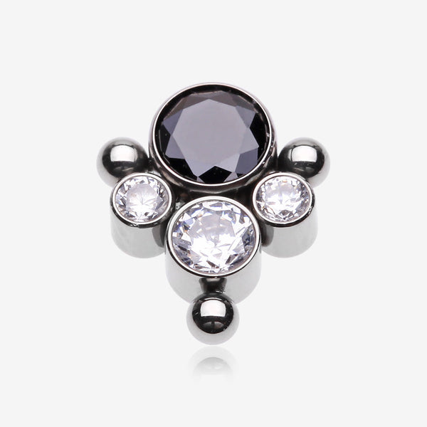 Implant Grade Titanium OneFit Threadless Bali Beaded Essence Sparkle Top Part-Black/Clear Gem