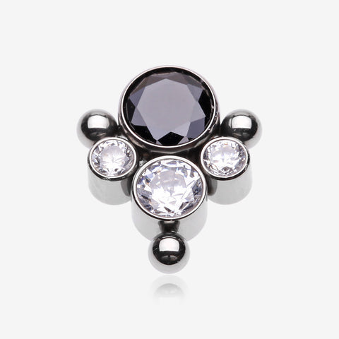 Implant Grade Titanium OneFit Threadless Bali Beaded Essence Sparkle Top Part-Black/Clear Gem