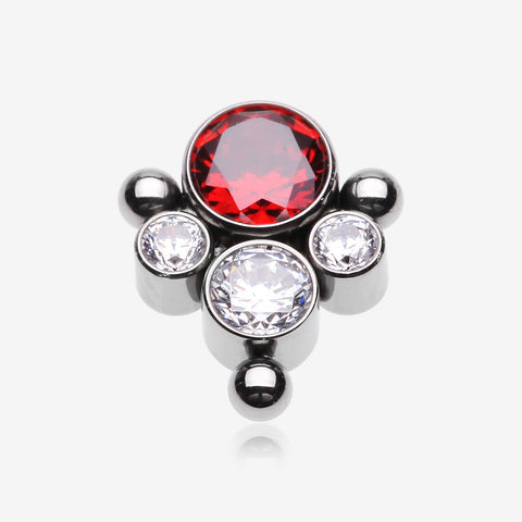 Implant Grade Titanium OneFit Threadless Bali Beaded Essence Sparkle Top Part-Red/Clear Gem