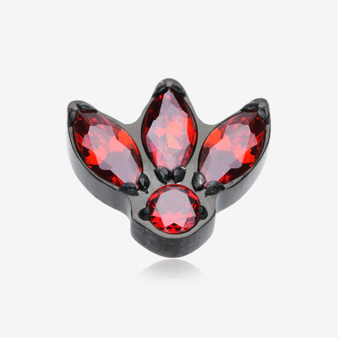 Implant Grade Titanium OneFit Threadless Blackline Triple Marquise Sparkle Flower Top Part-Red