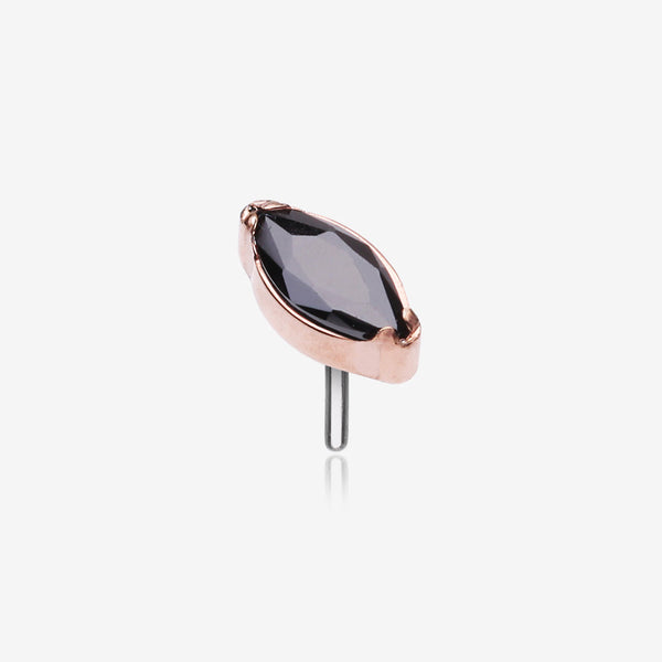 Implant Grade Titanium OneFit Threadless Rose Gold Elegant Marquise Sparkle Top Part-Black