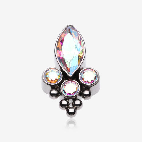 Implant Grade Titanium OneFit Threadless Bali Marquise Monarch Sparkle Top Part-Aurora Borealis