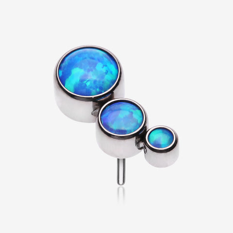 Implant Grade Titanium OneFit Threadless Cascading Journey Triple Fire Opal Top Part-Blue Opal