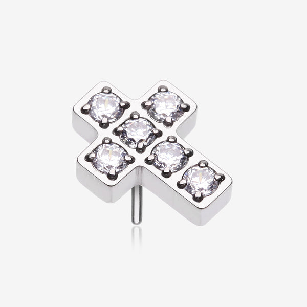 Implant Grade Titanium OneFit Threadless Multi-Gem Cross Top Part-Clear Gem