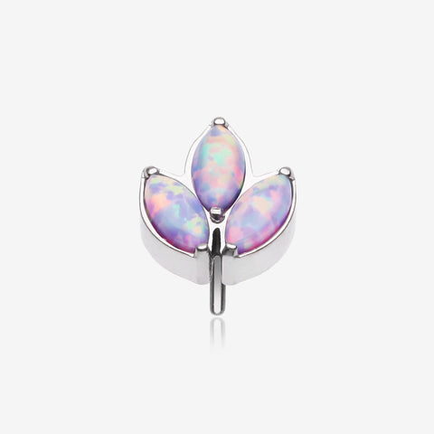 Implant Grade Titanium OneFit Threadless Triple Marquise Fire Opal Leaflet Top Part-Purple Opal