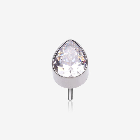 Implant Grade Titanium OneFit Threadless Teardrop Sparkle Top Part-Clear Gem