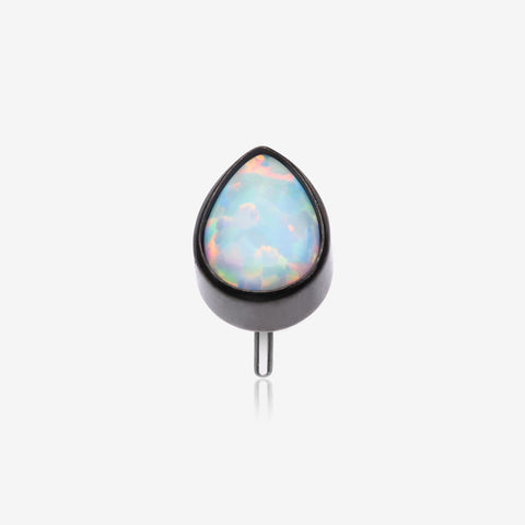 Implant Grade Titanium OneFit Threadless Blackline Fire Opal Teardrop Top Part-White Opal