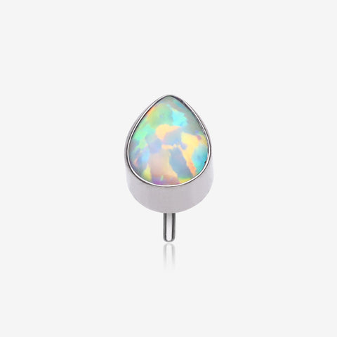 Implant Grade Titanium OneFit Threadless Fire Opal Teardrop Top Part-White Opal