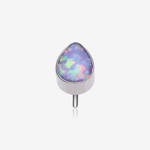 Implant Grade Titanium OneFit Threadless Fire Opal Teardrop Top Part-Purple Opal